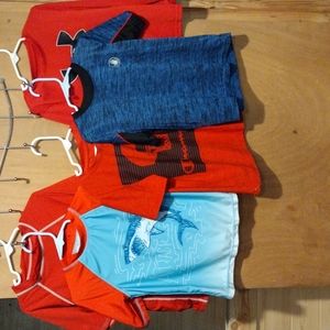 Lot Boys Sports Wear Shirts Surf Tee Red&Blue Size 5&6 Body Glove Champion Under